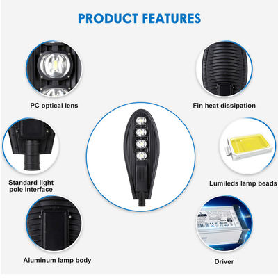 50W-250W High Power LED Street Light with IP66 Waterproof Rating and 120 lm/W Efficiency