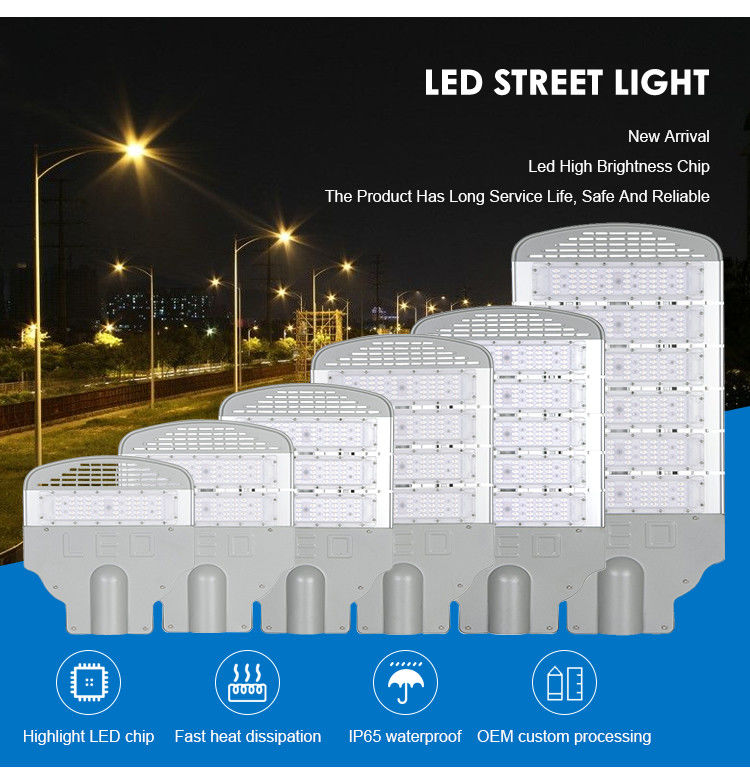 IP65 Waterproof LED Street Light with Aluminum Alloy Housing and 130 lm/W Efficiency for Outdoor Use