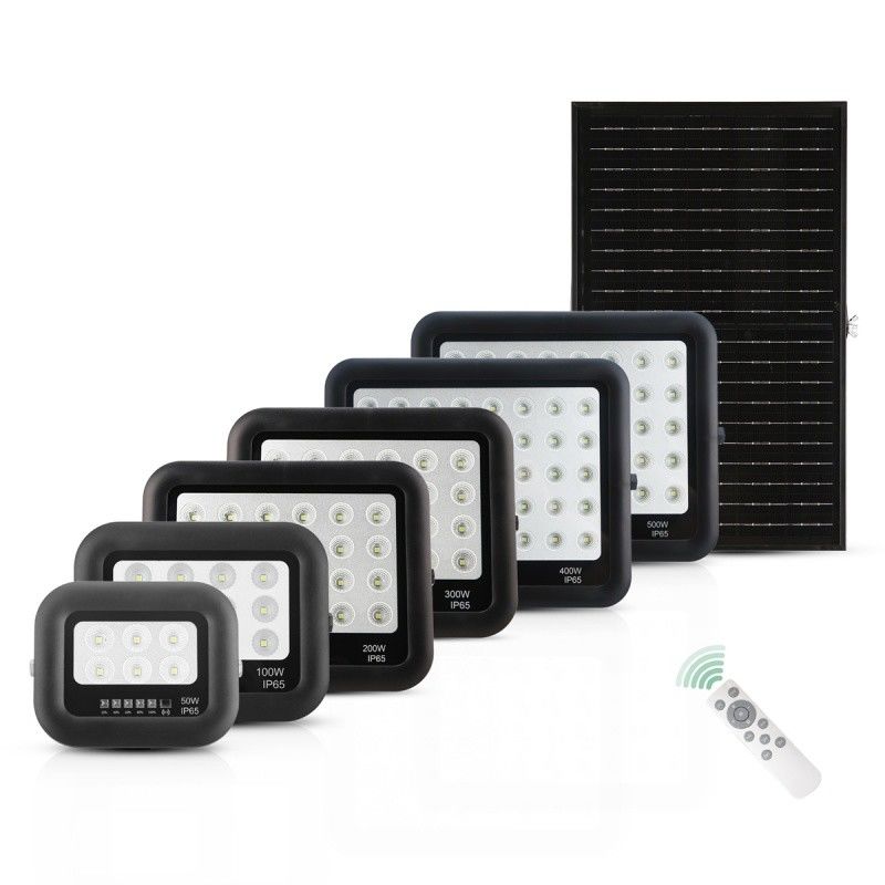 Black ABS Solar Light Remote Control 50w 100w 200w 300w 400w 500w Led Solar Flood Light